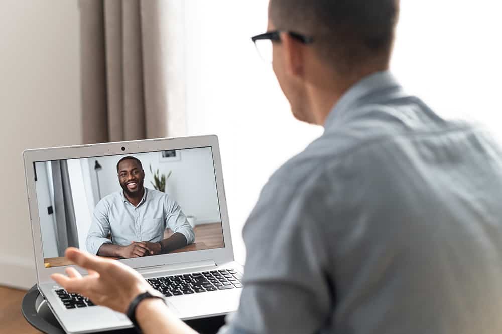 Man on video call