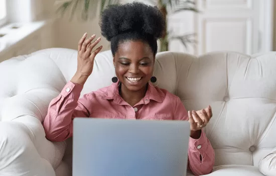 Women Happy Facing Her Laptop Happy