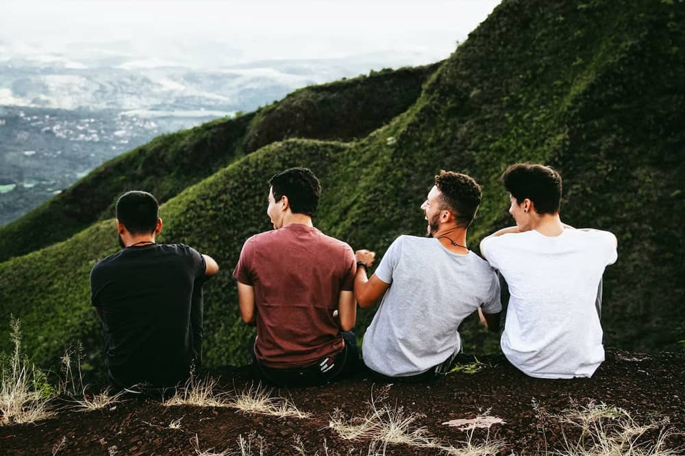 A group of men happy