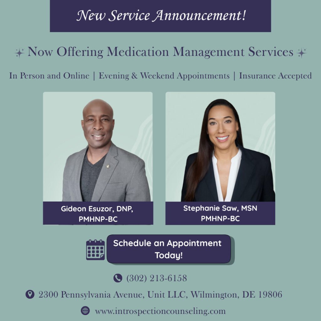 picture of Gideon Esuzor and Stephanie saw psychiatric nurse practitioners at introspection counseling center